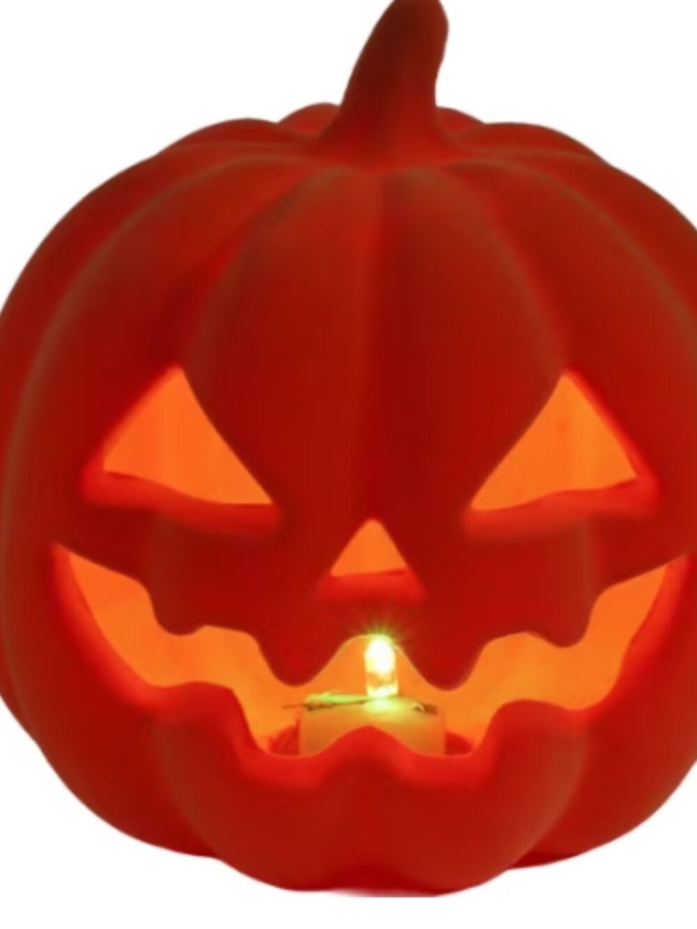 BNWT Orange Flocked Velvet Light-Up Jack-O’-Lantern Halloween Pumpkin Decor